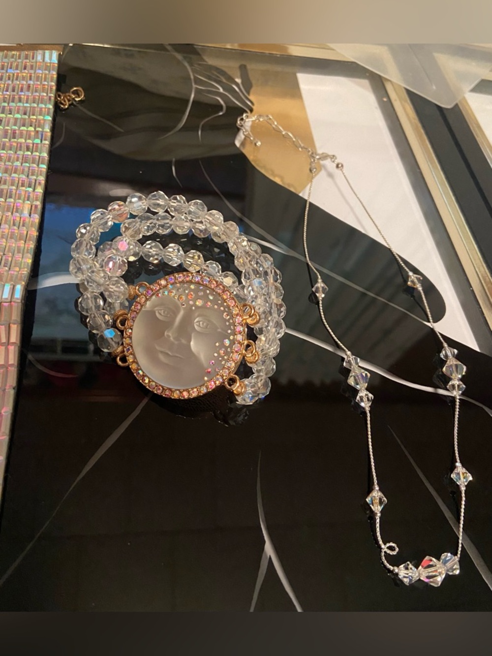 AB Choker, Kirks Folly White Moon Face Bracelet, & Swavorski necklace #129 - Picture 6 of 9